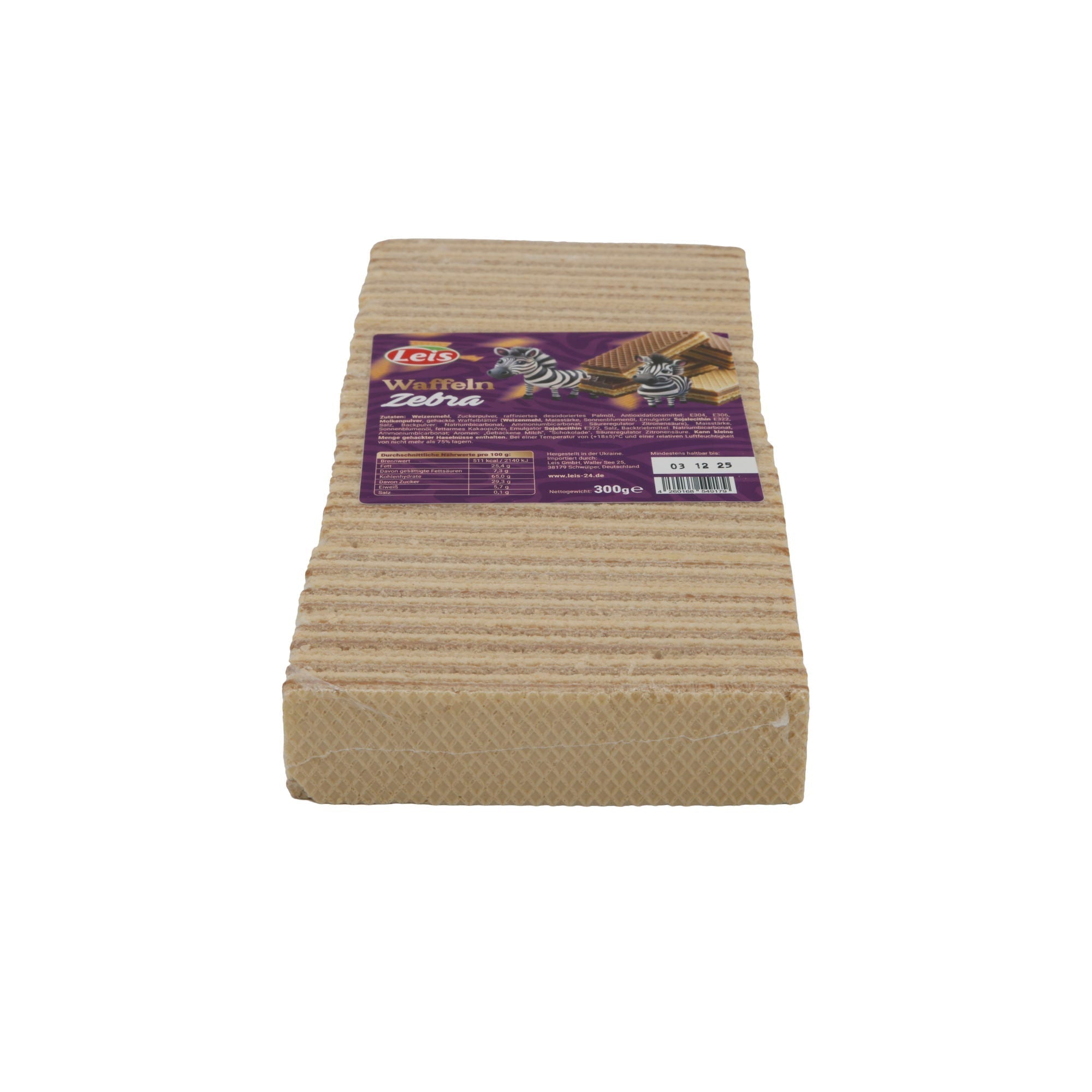 Leis Waffeln Zebra | Knusperwaffeln mit Cremefüllung | 300 g | LEIS